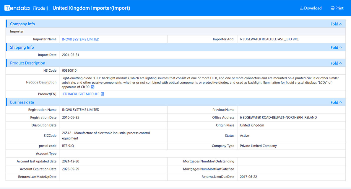 tendata trade data,uk import export database