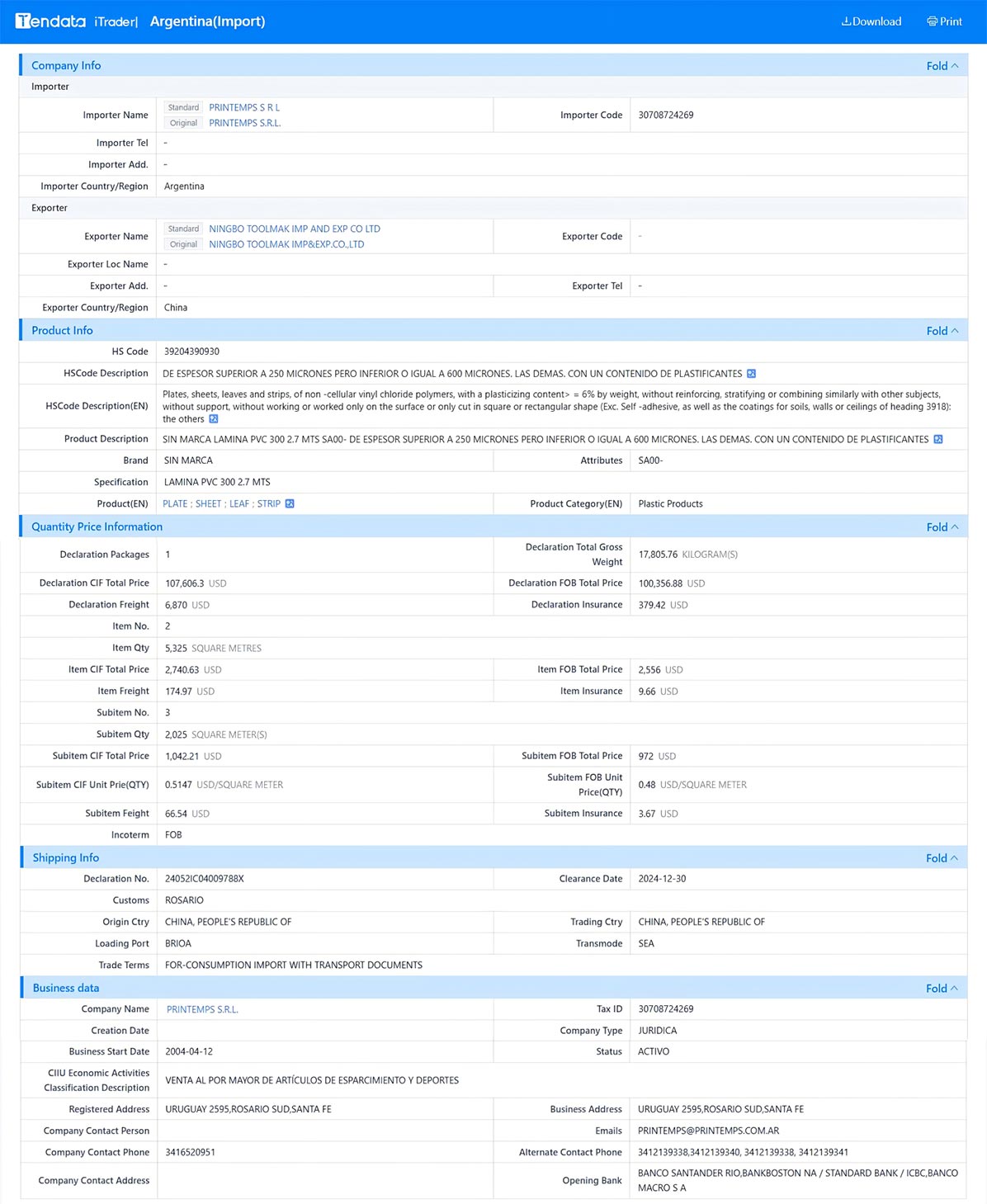 argentina trade data,trade data,tendata trade data