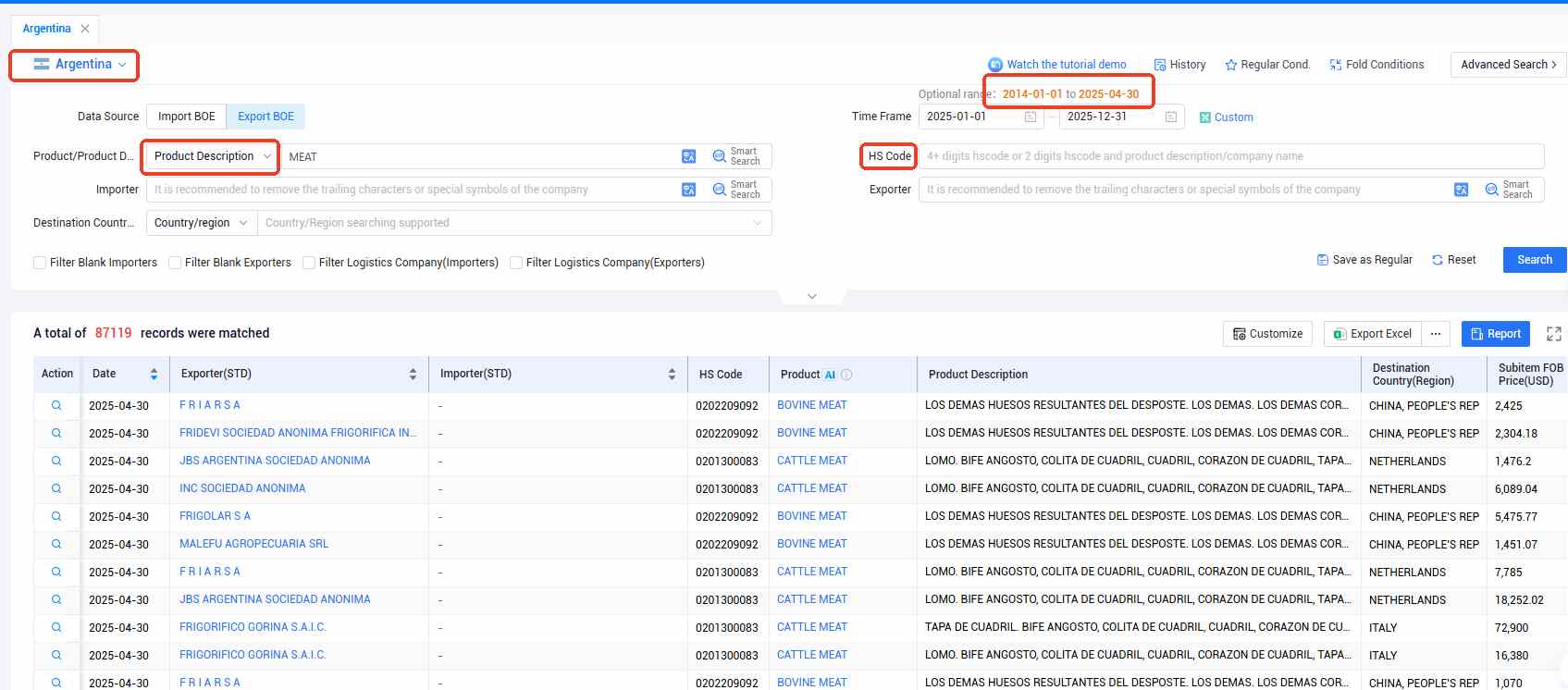 trade data,trade data platform,argentina's trade data