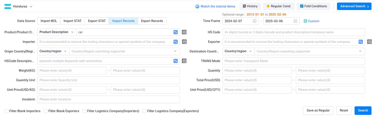 honduras import and export data,import and export data,import export data