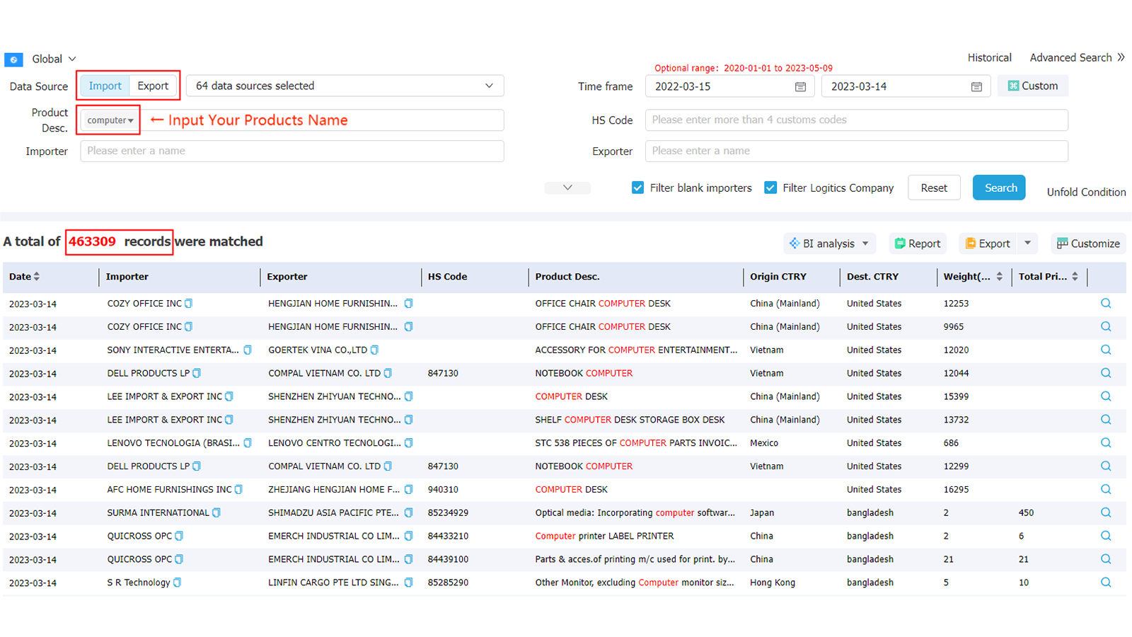 import database